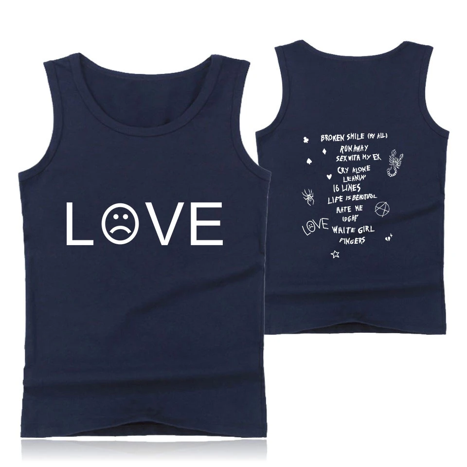

New Lil Peep Men Tank Cotton Top Undershirt T Shirts Hot White Men/Women Lil Peep LOVE Print Tank Fitness Wrestling Dark Clothes