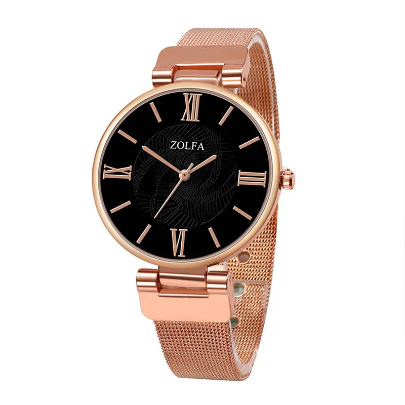 

Romantic Rose Gold Women Watches New Arrival Black Dial Quartz Wrist Watch for Women 2019 Fashion Ladies Watch Bracelet