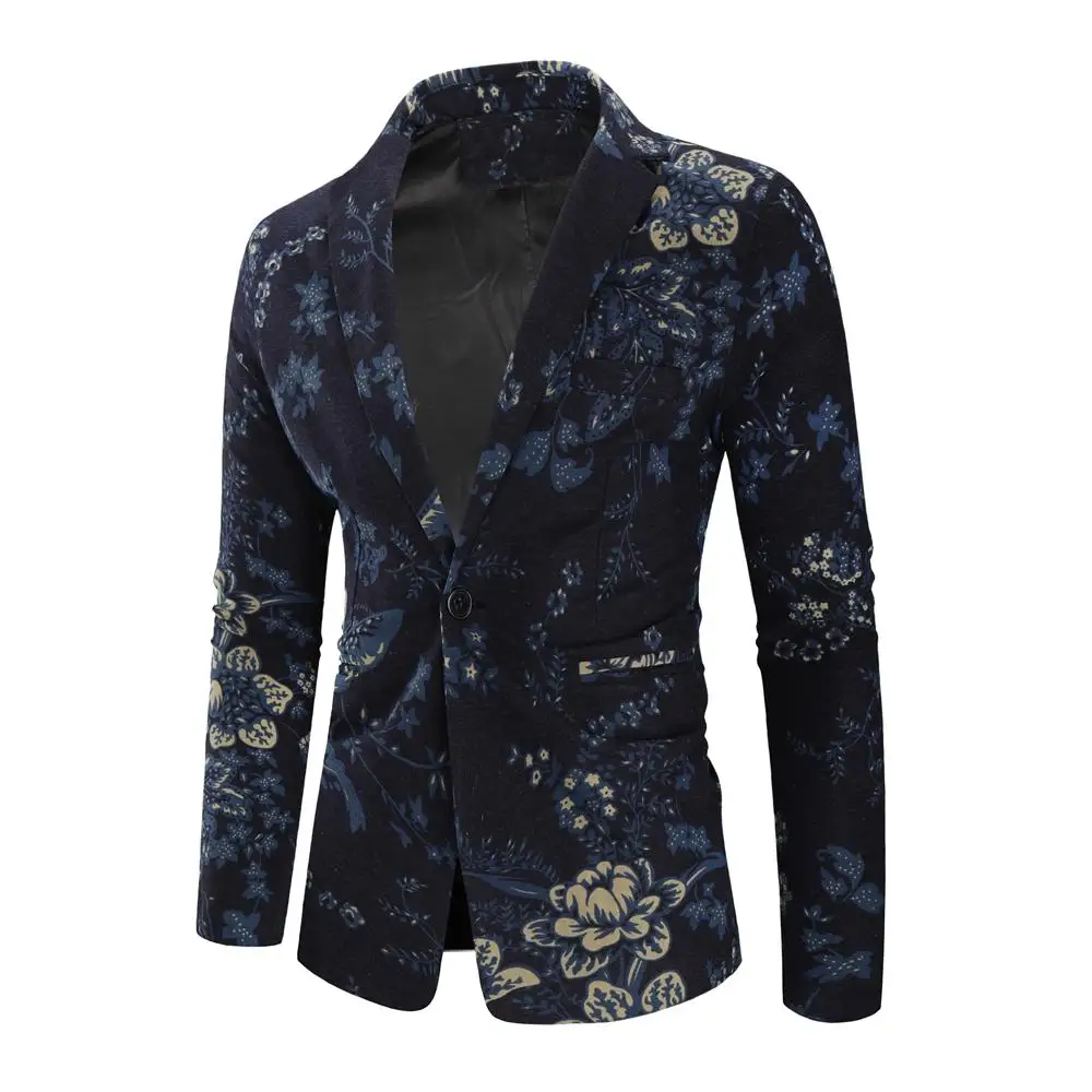 

Floral designs Mens Suits Fabric Suits Blazers Mens Slim fit Men's Clothes Blazer Jacket Navy New Arrival