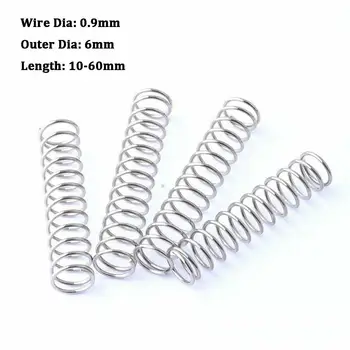 

10Pcs Wire Diameter 0.9mm Compression Spring White Zinc Plated Tension Spring Hardware Accessories Outer Diameter 6mm