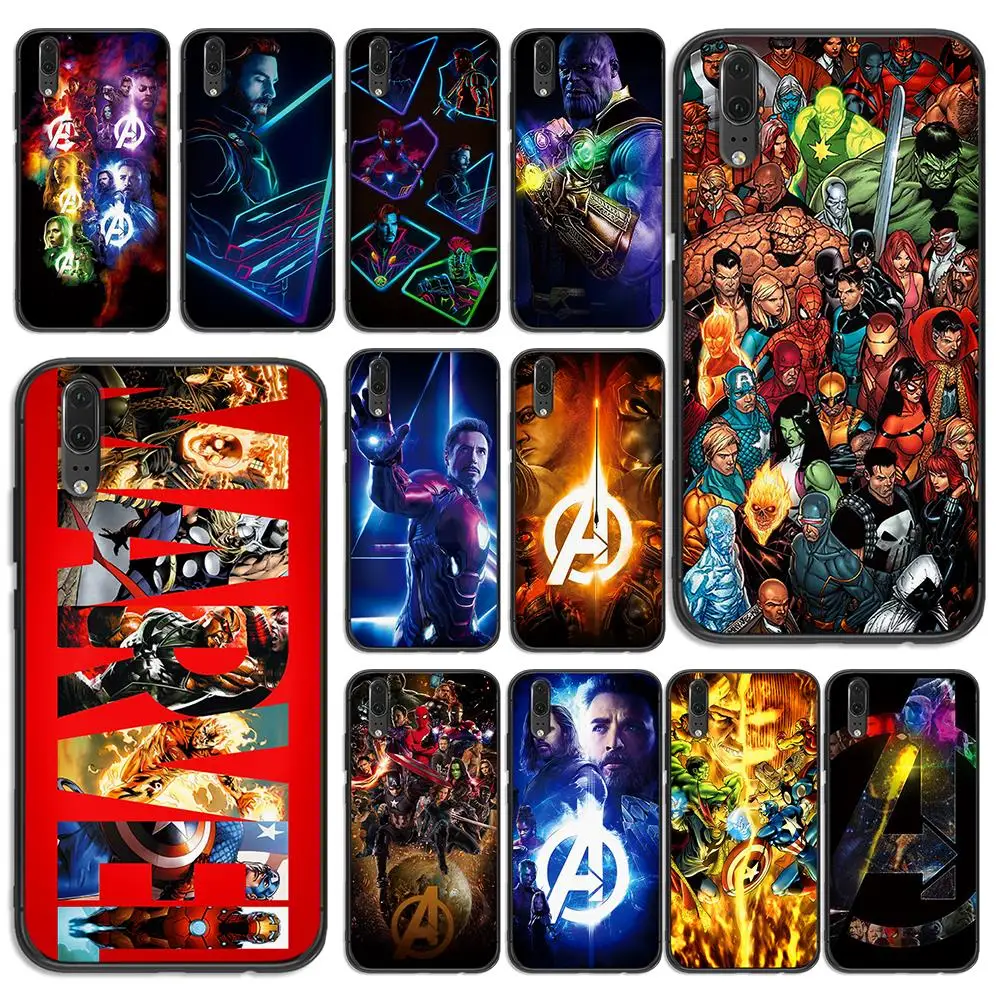 Marvel Мстители для huawei Y6 Y7 Y9 Prime чехол телефона Nova 2i 3 4 3i Lite mate 10 20 Pro черные