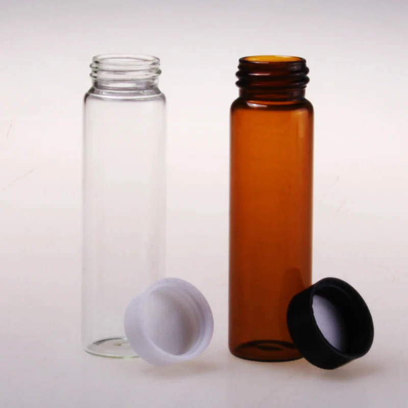 travel bottle 50ml Essential Oil Bottle With Plastic Lids, Sample Glass