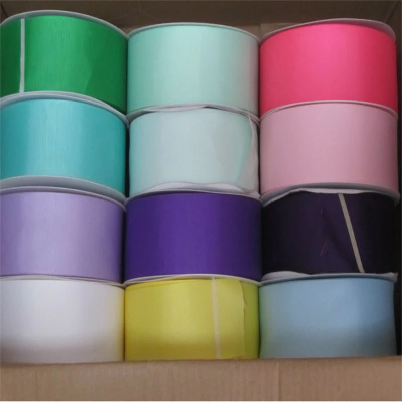 2 1/4'' 57mm 100 polyester solid color grosgrain ribbon plain ribbon