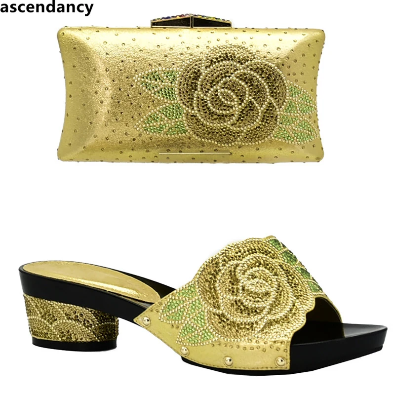 

New Arrival African Shoes and Bag Set for Party Italian Nigerian Women Wedding Shoes Luxury Shoes Women 2018 Pumps Women Shoes