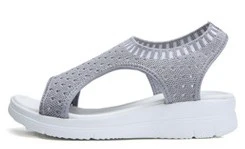 JIANBUDAN/сетчатые дышащие женские сандалии удобная прогулочная обувь на платформе модная летняя пляжная обувь на танкетке Размеры 35-42 - Цвет: Gray