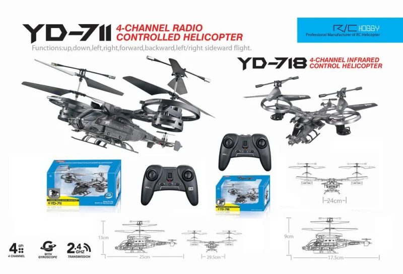 Радиоуправляемый истребитель YD-718 4CH 2,4 Ghz уникальный Радиоуправляемый вертолет Аватар Serices самолет с двойными лопастями RTF большой вертолет Радиоуправляемый Дрон игрушки