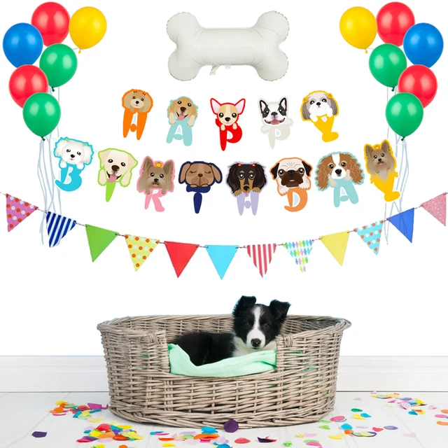 Banderole De Joyeux Anniversaire Pour Chien 13 Pieces Ensemble De Ballons En Latex En Forme D Os Fournitures De Decoration En Aluminium Pour Theme De Fete Pour Animaux De Compagnie Aliexpress