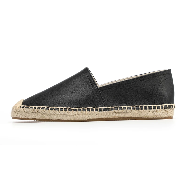 Женская обувь edpadrille на плоской подошве из натуральной кожи, эспадрильи, базовая обувь - Цвет: Black