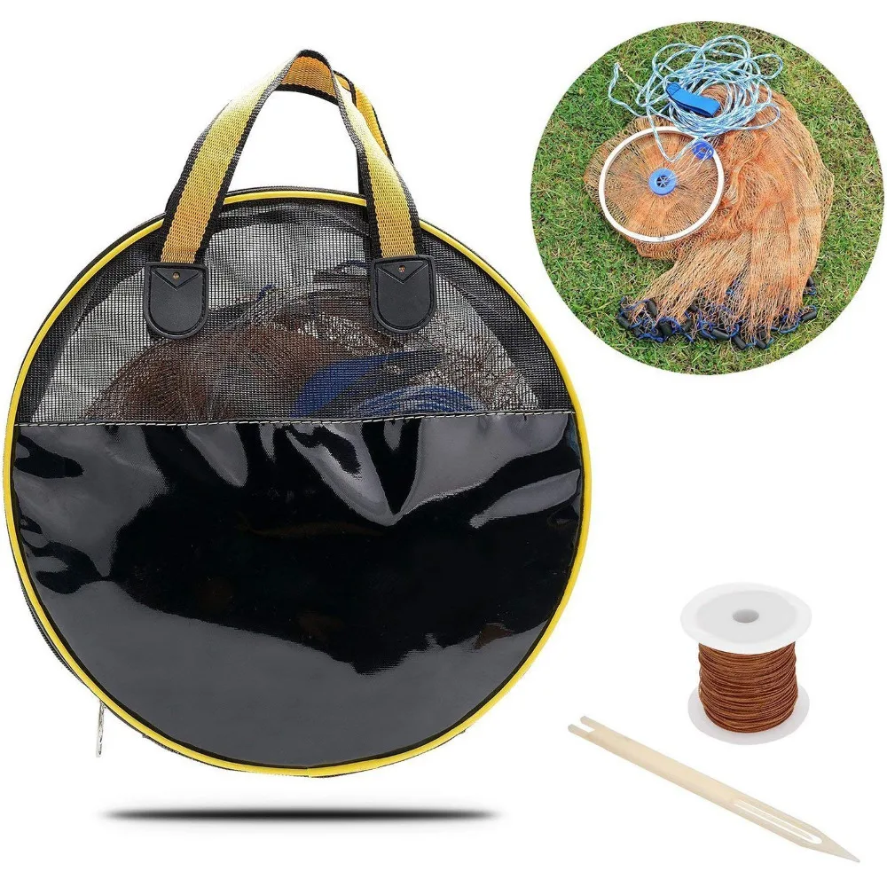 

PLUSINNO American Fishing Cast Net Bait Catch Net Spreader Cast Net, Nylon Line, Diameter with Portable UP Bag