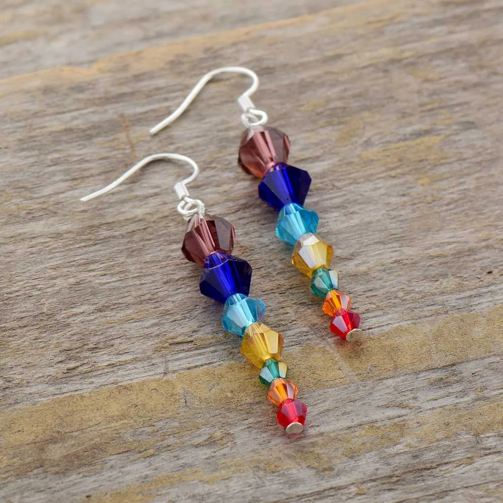 

7 Chakra Earrings Bling Crystal Drop Earring Women Gifts Energy Healing Balance Earring Chakra Jewelry Wholesale