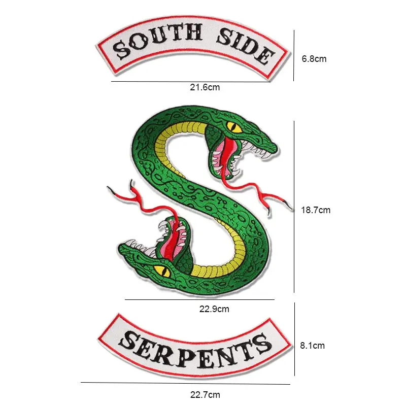 Ривердейл зеленая змея Southside Serpent DIY железные на embroided патчи для одежды куртка