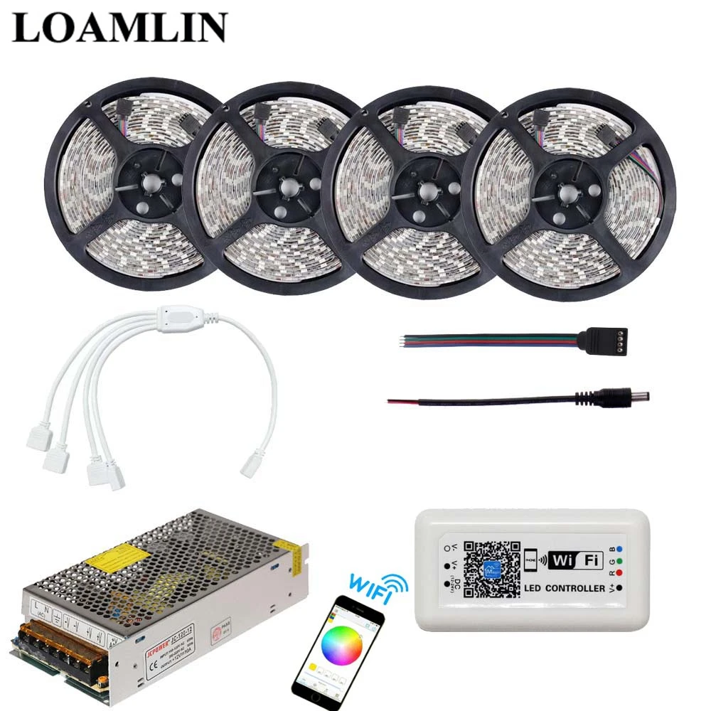 

RGB Led Flexible Strip Light SMD2835/3528 With Magic Home Wifi Led Controller Power Adapter Driver Kit 5M 10M 15M 20M