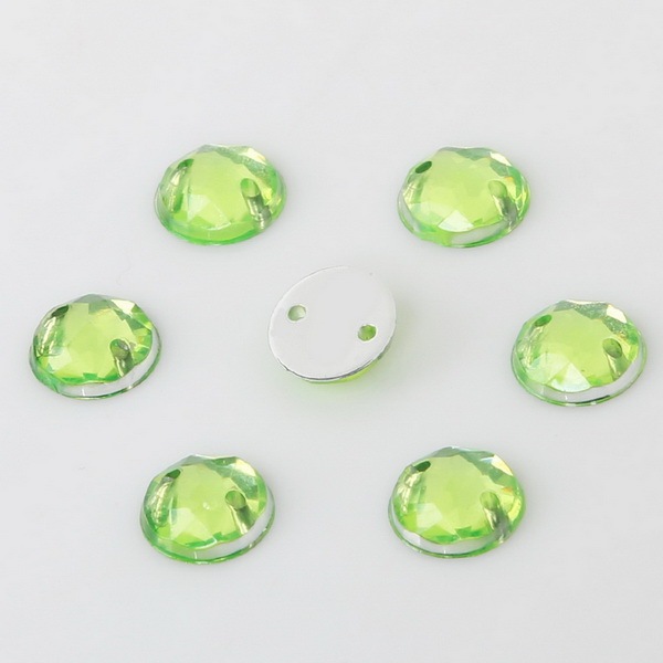 8mm Round Crystal Flatback Acrylic Beads Two Holes Loose Beads For DIY Jewelry Making Needlework Accessories
