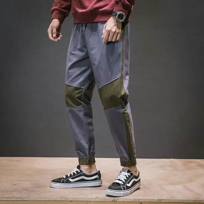 Хай-стрит хип-хоп шаровары, штаны для бега Штаны мужской с карманами и эластичной резинкой на талии; брюки, тренировочные брюки в повседневном стиле 5XL - Цвет: Серый