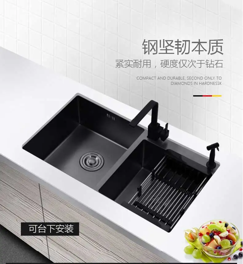 不锈钢水槽_手工不锈钢水槽双槽厨房洗菜盆纳米洗碗池台下黑色双槽---阿里巴巴_17