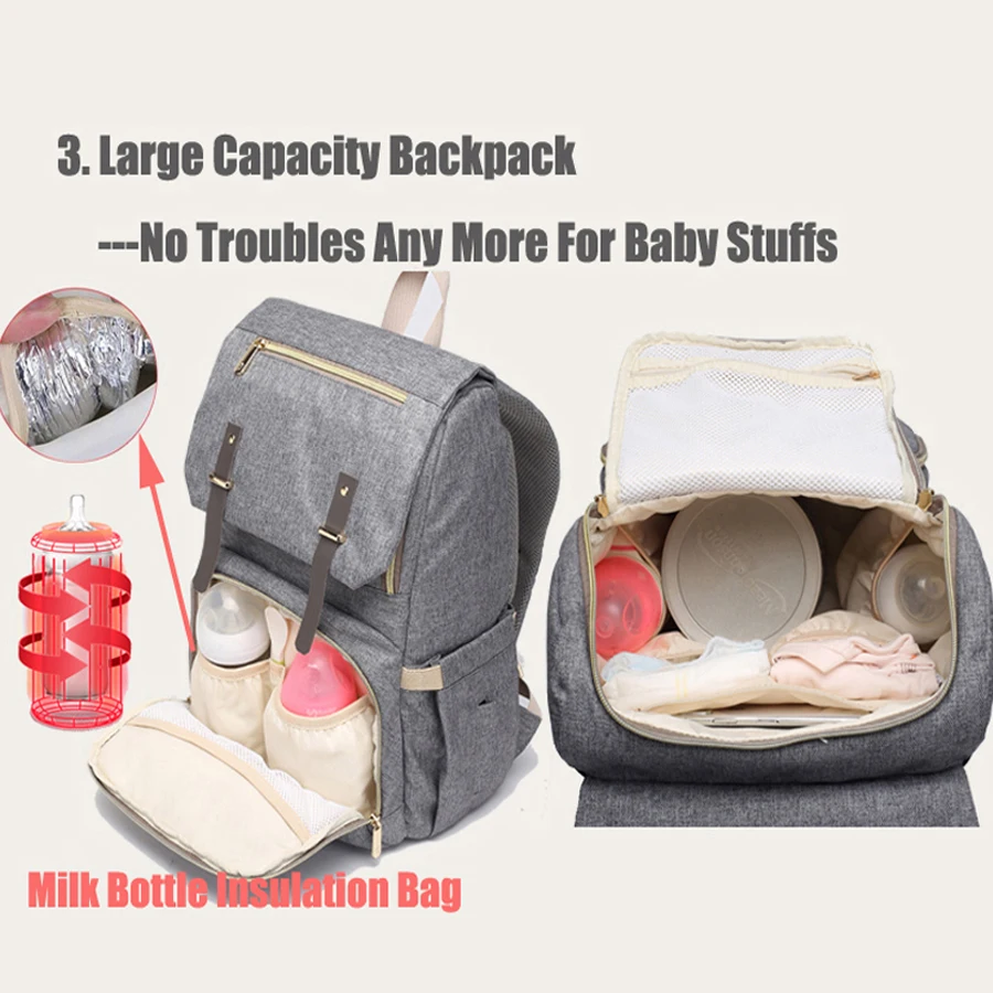  Bolsa de pañales para bebés mochila para madres para mamá 2019 USB de maternidad pañales para bebés