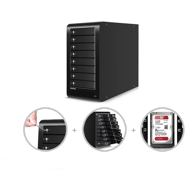 Maiwo 8-Bay 2,5 дюйма/3,5 дюйма Usb 3,0 Usap 5 Гбит/с Esata Sata/Sas Hdd алюминиевый сплав 8 Bay Hdd чехол до 48 т 8-Bay корпус Hd