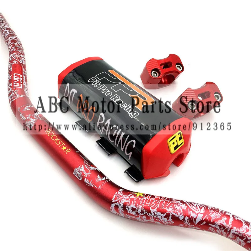 1 1/8" Handlebar With Pit PRO Racing Handlebar Pads Fat Bar For Dirt