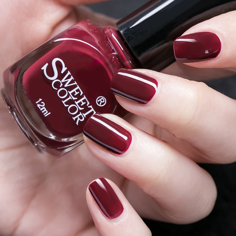 Buy 12ml Sweet Color Nail Polish Wine Red Eco friendly Manicure Nail Art