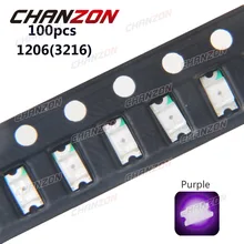 100 шт. SMD 1206(3216) светодиодный чип Фиолетовый УФ 20 мА поверхностное монтаж SMT бусины Ультрафиолетовый 395nm-400nm светодиодный светодиод лампы