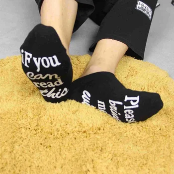 

Trendy Funny Novelty Socks Unisex Cotton Ankle Talking ocks "If You can read this / Please Bring Me Wine" Printed Gift Socks