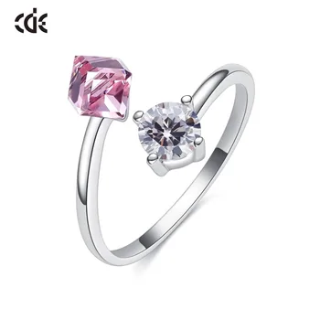 

CDE 925 Silver Cube Bijouterie Ring Embellished with crystals from Swarovski Ring For Women Party Elegant Luxury Bridal Jewelry