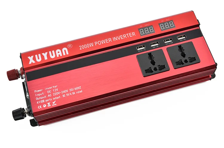 

900W (surge power 2000W) DC12V to AC220V Aluminum Alloy Case modified wave car Inverter with 4 USB Port