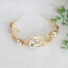 Повязка на голову цветок женщина довольно Романтический сусальное золото Маленькая Корона Свадебные оголовье аксессуары для волос
