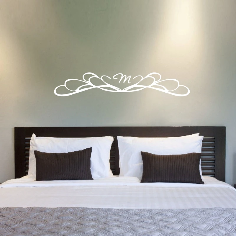 Free shipping Personalized Monogram Headboard Vinyl Wall Decal Sticker