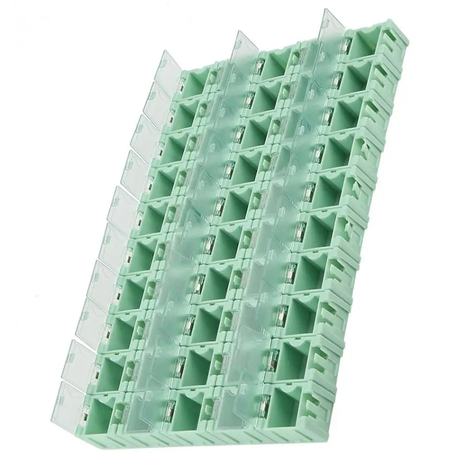 50 шт. Зеленый SMT SMD контейнер коробка электронные компоненты самоблокирующиеся пряжки мини-чехол для хранения