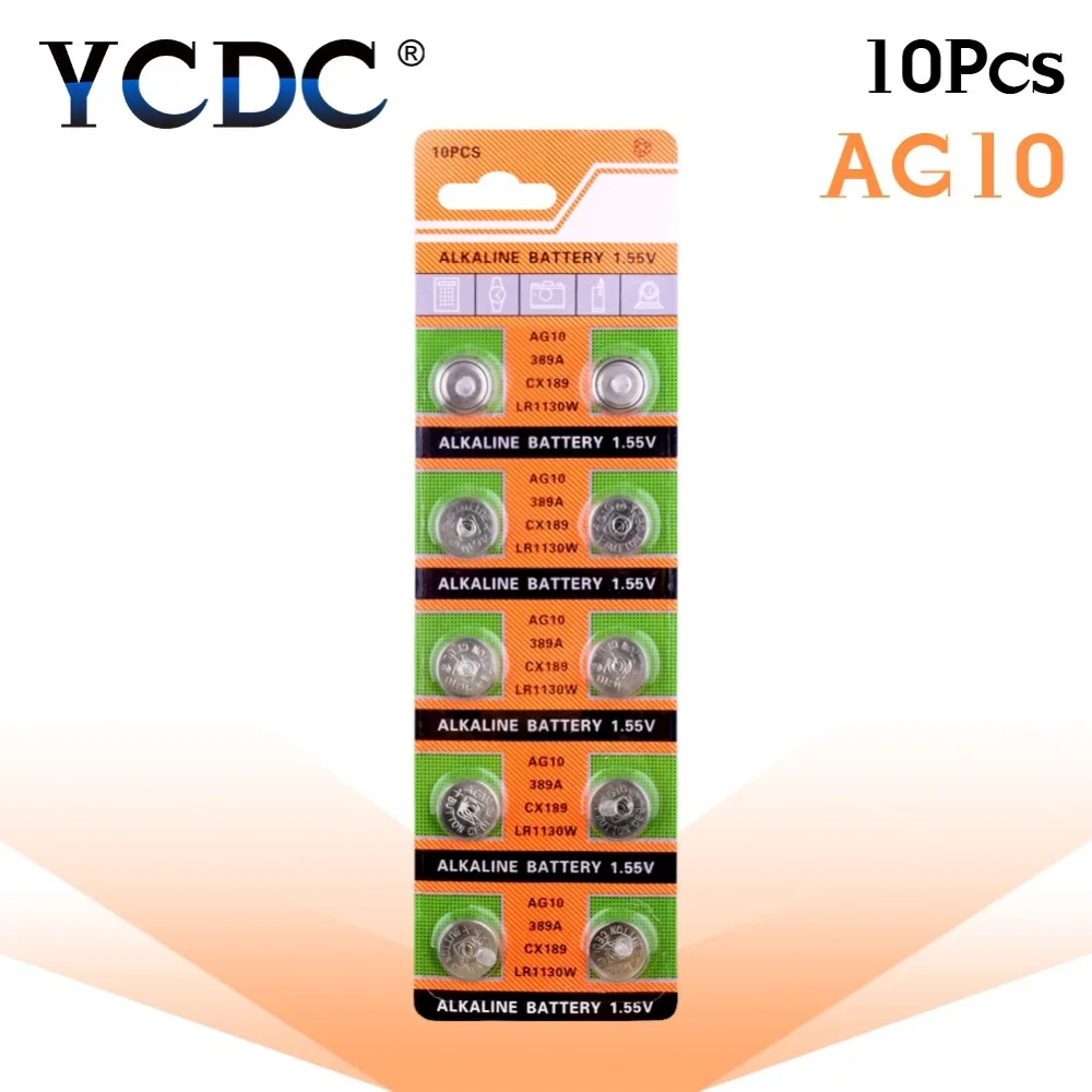 

YCDC Factory Price drop shipping+ Hot Selling+ 10pcs Cell Coin Battery LR1130 AG10 V10GA 189 389 390 LR54 Batteries 51% off
