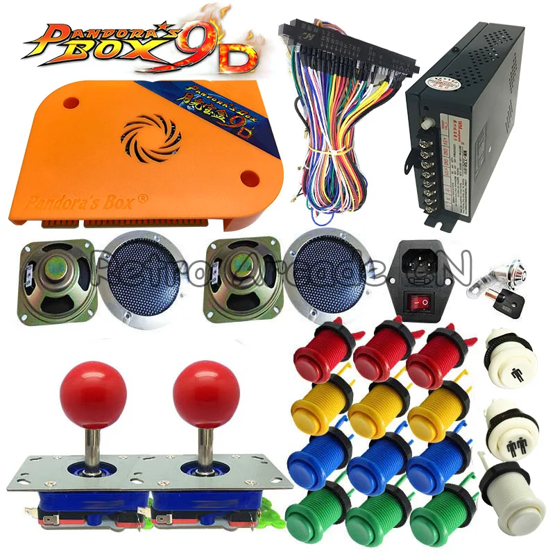 US $103.99 Newest Pandora box 9D DIY kit arcade version 2222 in 1 PCB Happ button joystick power supply for Arcade Game cabinet machine