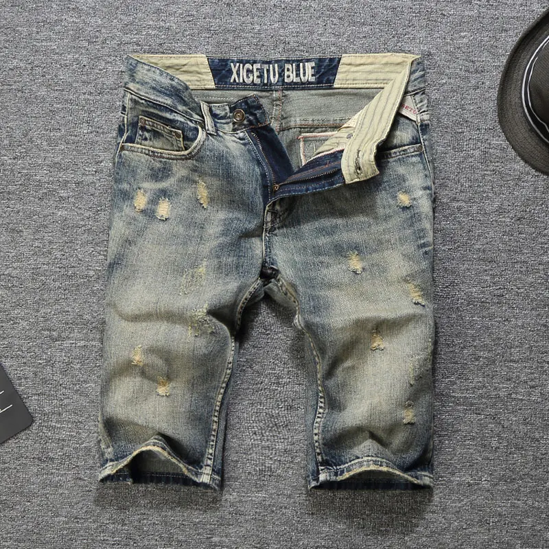 

2019 New Italian Style Fashion Men Jeans Shorts Knee Length Summer Denim Shorts Men Retro Casual Short Jeans Men,Fashion Pants