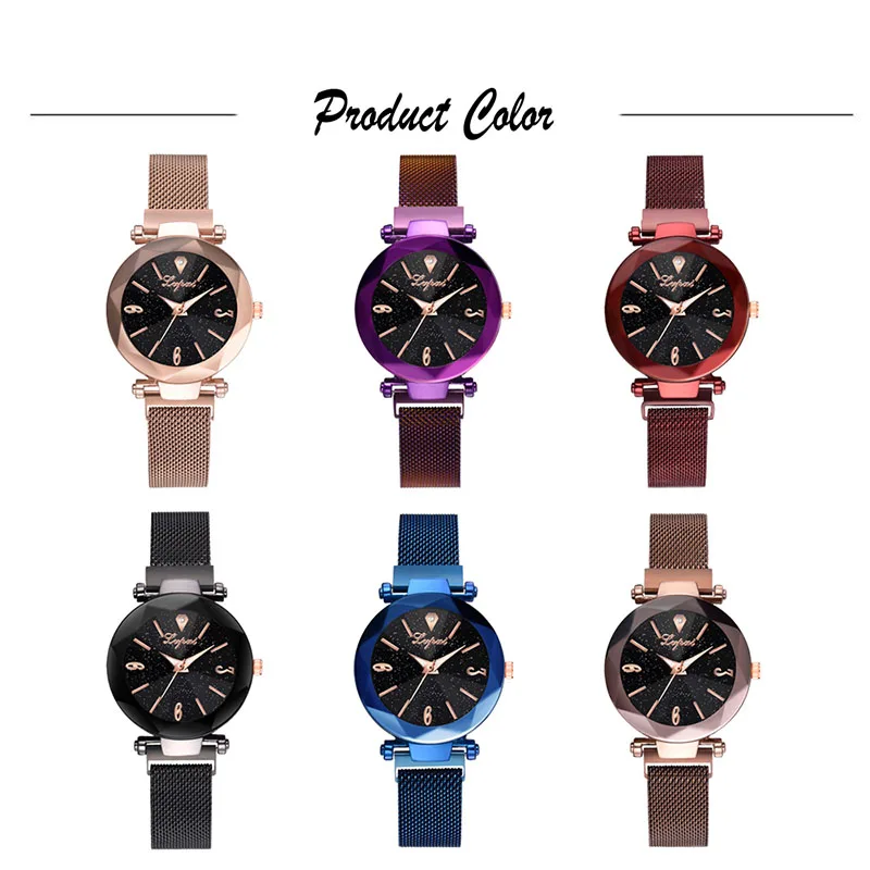 

2019 Women Starry Sky Masonry Watch Mesh Magnet Strap Buckle Luxury Wrist Watch TT@88