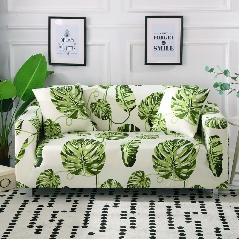 

WLIARLEO Green Tropical Style Universal Stretch Sofa Covers Sectional Corner sofa cover For Couch Living Room 1/2/3/4 Seater