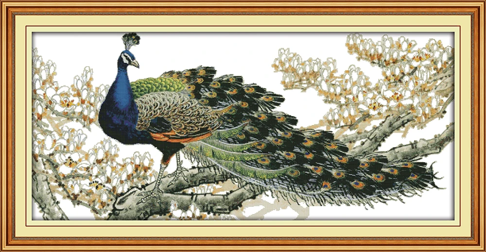 

Peacock Animal Needlework,DIY DMC 14CT 11ct printed Cross stitch Set For Embroidery kits,Counted Cross-Stitching decor Crafts