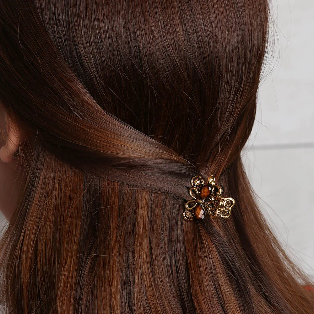 1 Pcs Retro Resin Mini Butterfly Crystal Hair Claw Clip Hair Clips Hairpin Girls Barrettes Hair Accessories