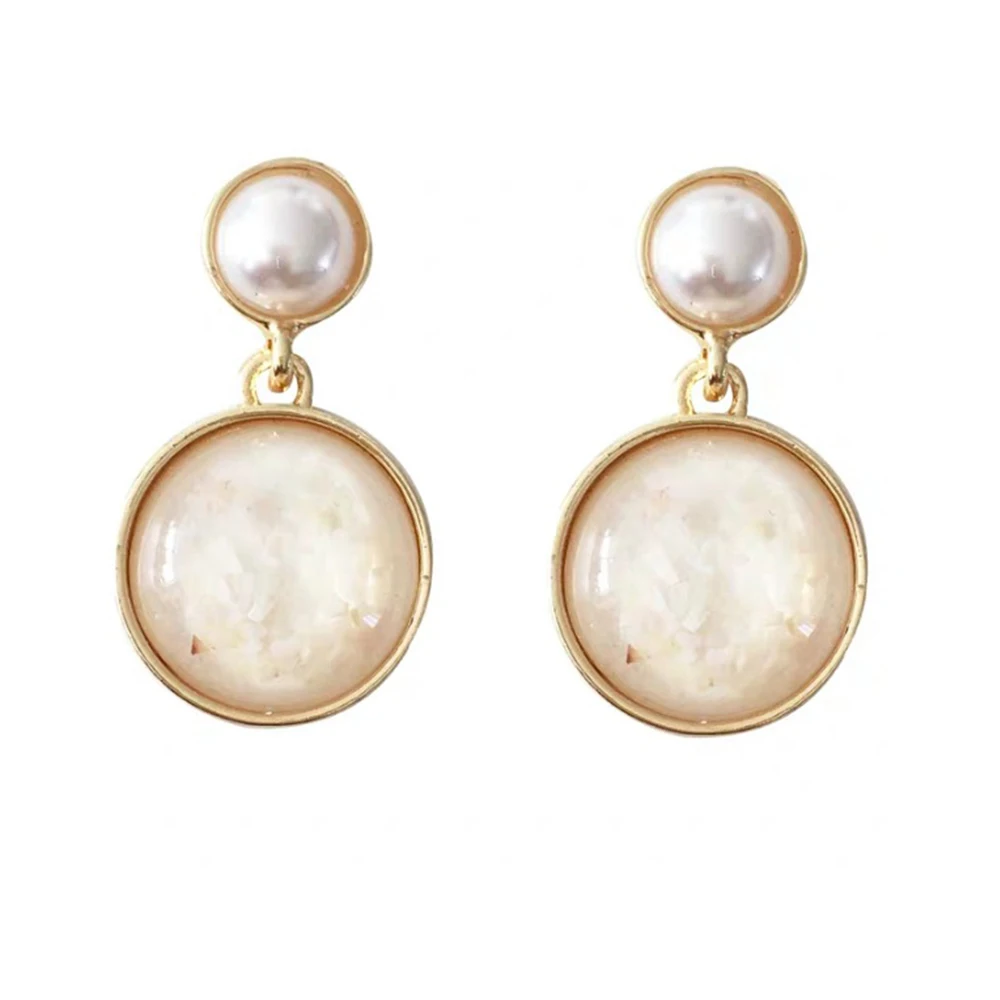 

Chadestinty Round Simulated Pearl Earrings For Women Big Geometric Resin Clip Earing Without Piercing Female Jewelry Ear Cuff