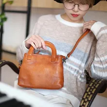 New leather handbag retro simple hand bag large capacity Sen literary leather shoulder Messenger bag