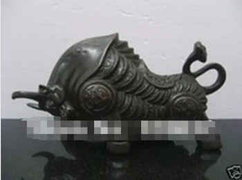 

WBY---322+++TIBETAN TRIBAL BRASS BRONZE STATUE COW BULL OX 11 CM