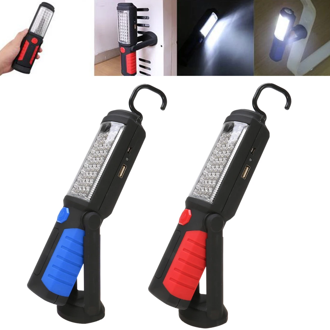 

COB LED Magnetic Folding Working Inspection light with Hanging Hook Power Bank for Outdoors Camping Flashlight Torch