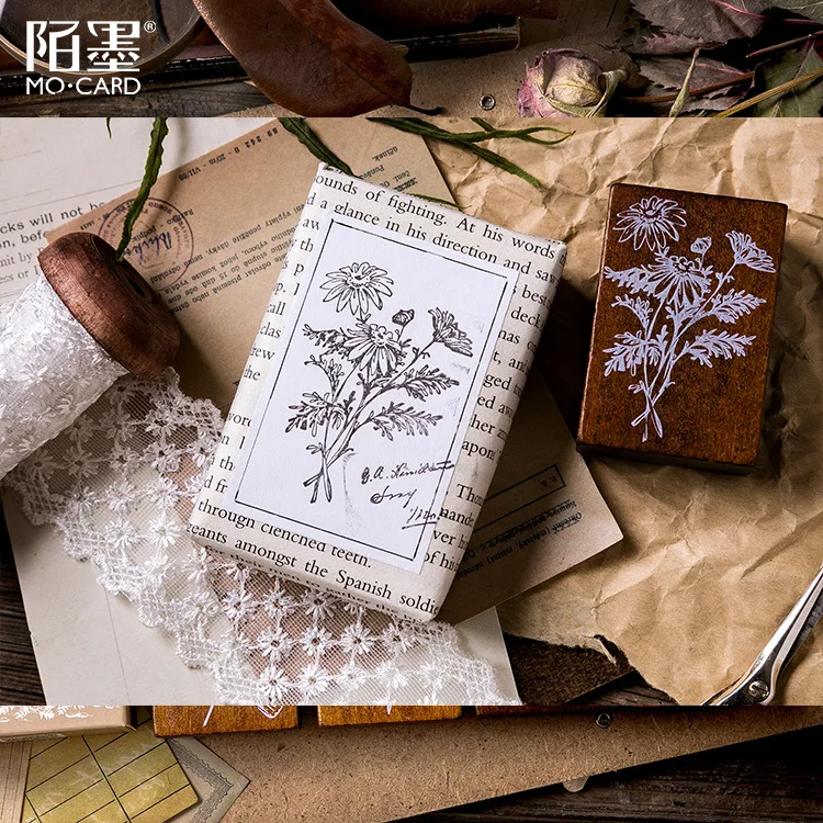 Forest Vintage Cute Diy Wooden Rubber Stamps Diary Scrapbooking Stamps Set For Kids School Diy Cards Crafting