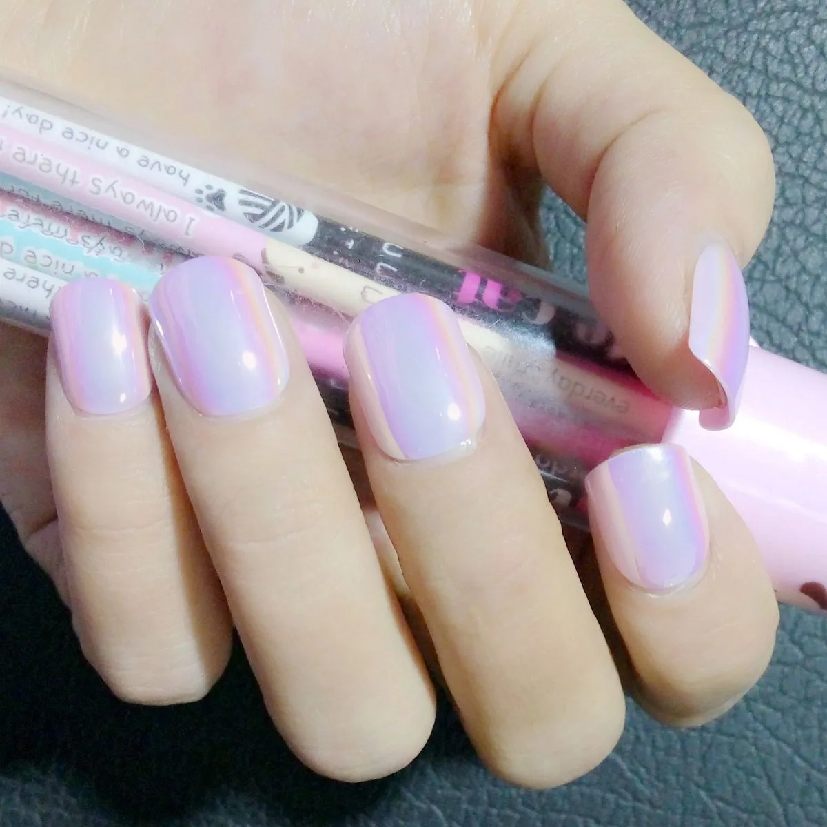Голографический фиолетовый розовый накладные ногти зеркало-Хамелеон короткие поддельные ногти Акриловые DIY маникюрные инструменты для ногтей Z139