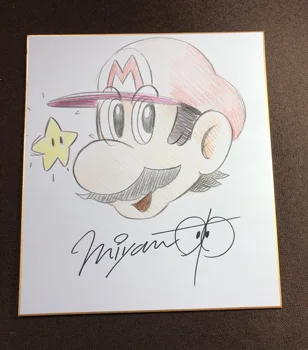 

hand drawn Shigeru Miyamoto Mario autographed Shikishi Art Board rare 24*27CM 062019E
