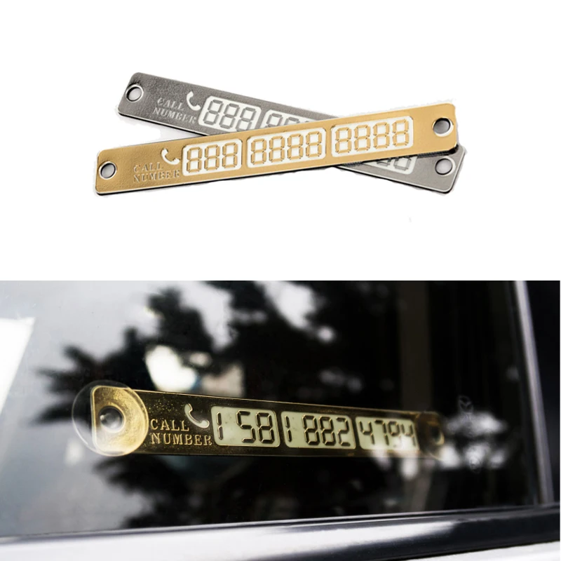 

1Pcs Car Stickers Temporary Car Parking Card Notification Night Luminous Sucker Plate Card Telephone Number Card