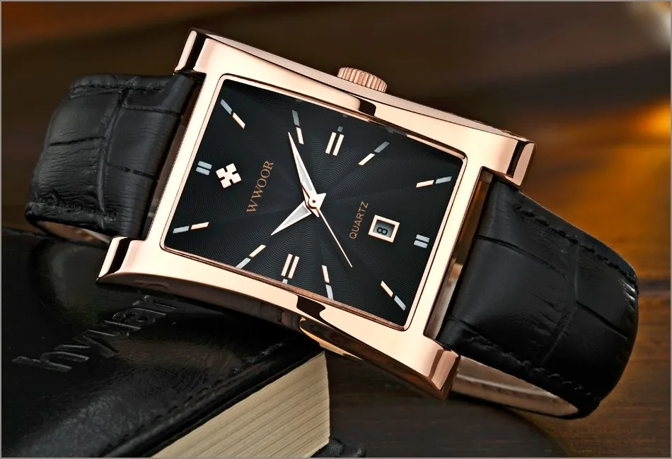 Элитный бренд wwor/для мужчин мужские часы кварцевые часы мужские наручные кожаный ремешок водонепроницаемые ч