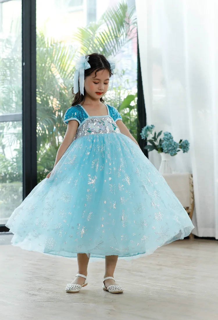 New Kids Frozen Dresses For Girls Elsa Anna Gowns Infant Princess Vestido Child Long Party Dress Carnival Costume Jurken Frocks