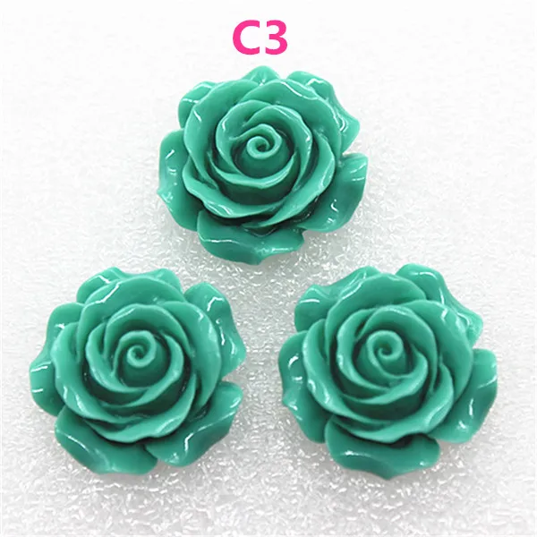 10pcs 28mm Resin Camellia Flower Flatback Cabochon DIY Scrapbooking Decorative Craft Making,15 Colors to Choose 