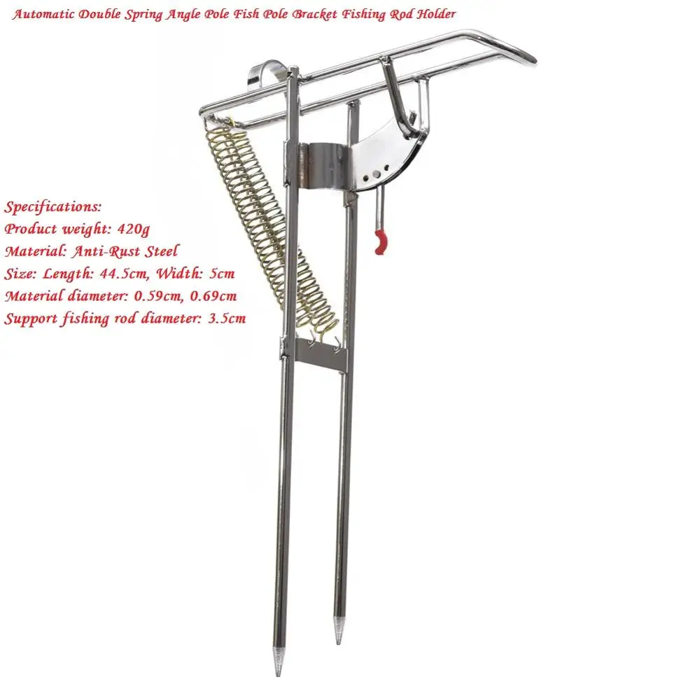 Автоматический двойной пружинный угол рыболовный полюс снасти кронштейн антикоррозийный стальной рыболовный кронштейн держатель удочки рыболовные снасти Pesca аксессуар - Цвет: Белый