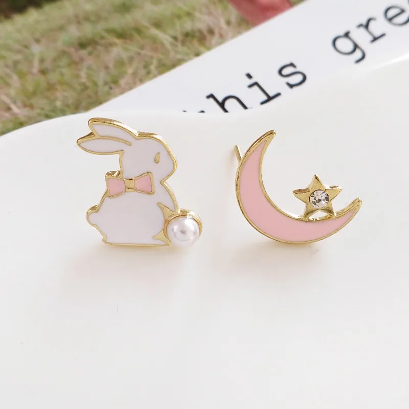 Kawaii Bunny Moon Fashion Stud Earrings